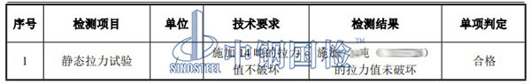 吊具檢測項(xiàng)目結(jié)果